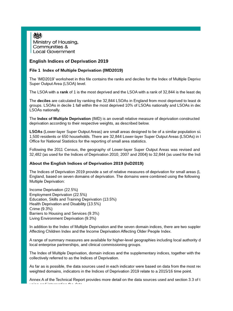 File 1 - IMD2019 Index of Multiple Deprivation | PDF