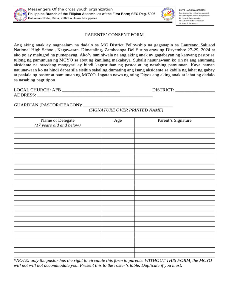 Parental Consent Form | PDF