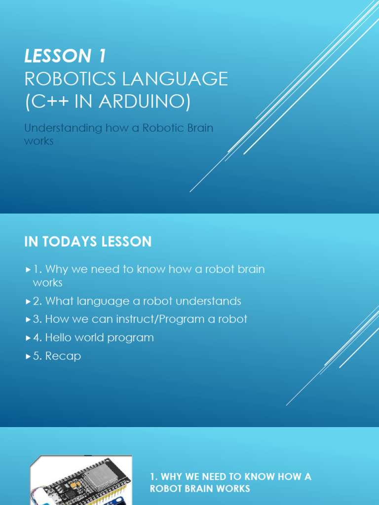 Lesson 2 - ROBOTICS LANGUAGE Basic - (Hello World) | PDF