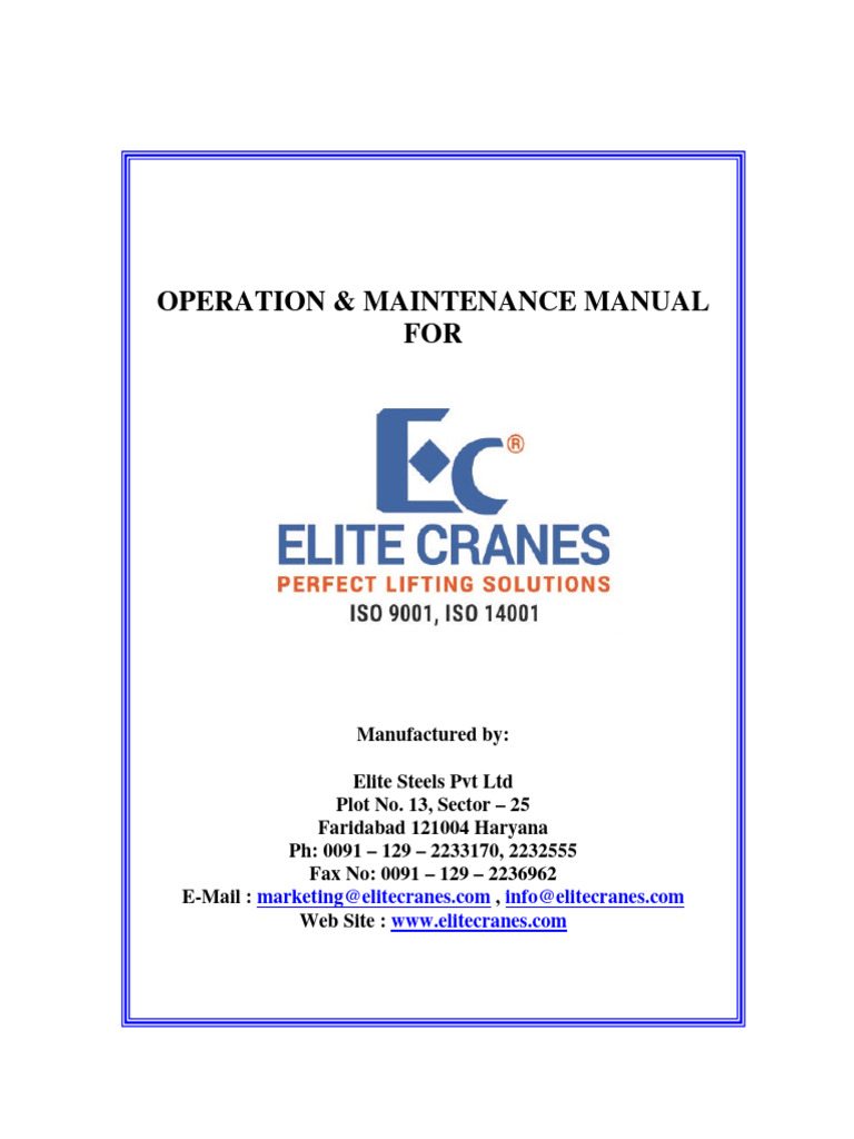EOT Crane Operation & Maintenance Guide | PDF | Crane (Machine ...