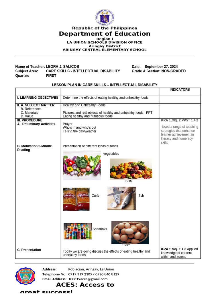 Lesson Plan: Healthy vs Unhealthy Foods | PDF | Healthy Diet | Learning