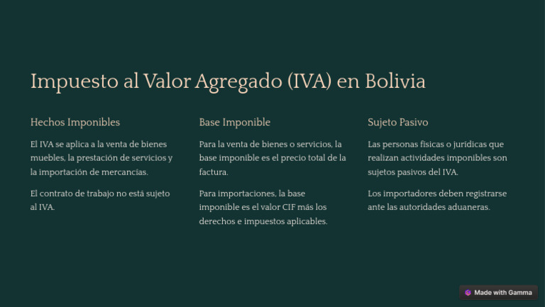 Impuesto Al Valor Agregado IVA en Bolivia | PDF