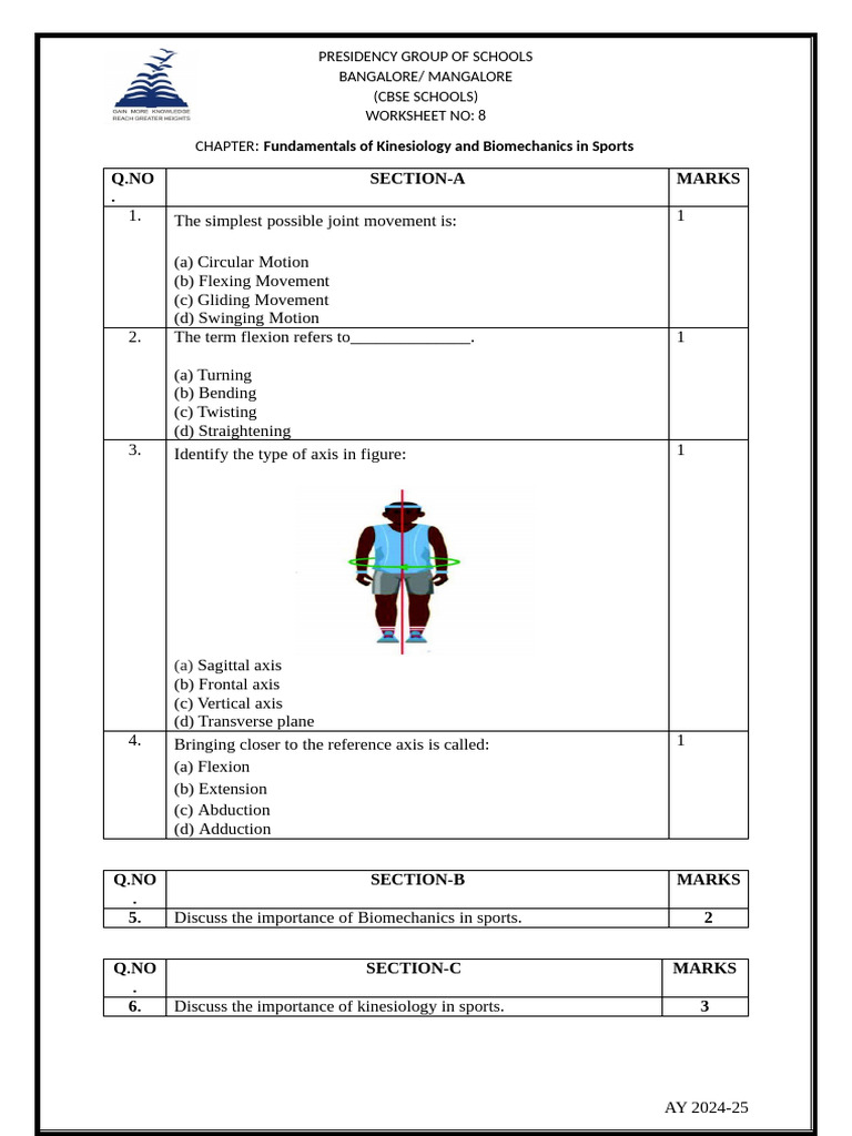 Kinesiology Movement Analysis Worksheet | PDF | Anatomical Terms Of Motion