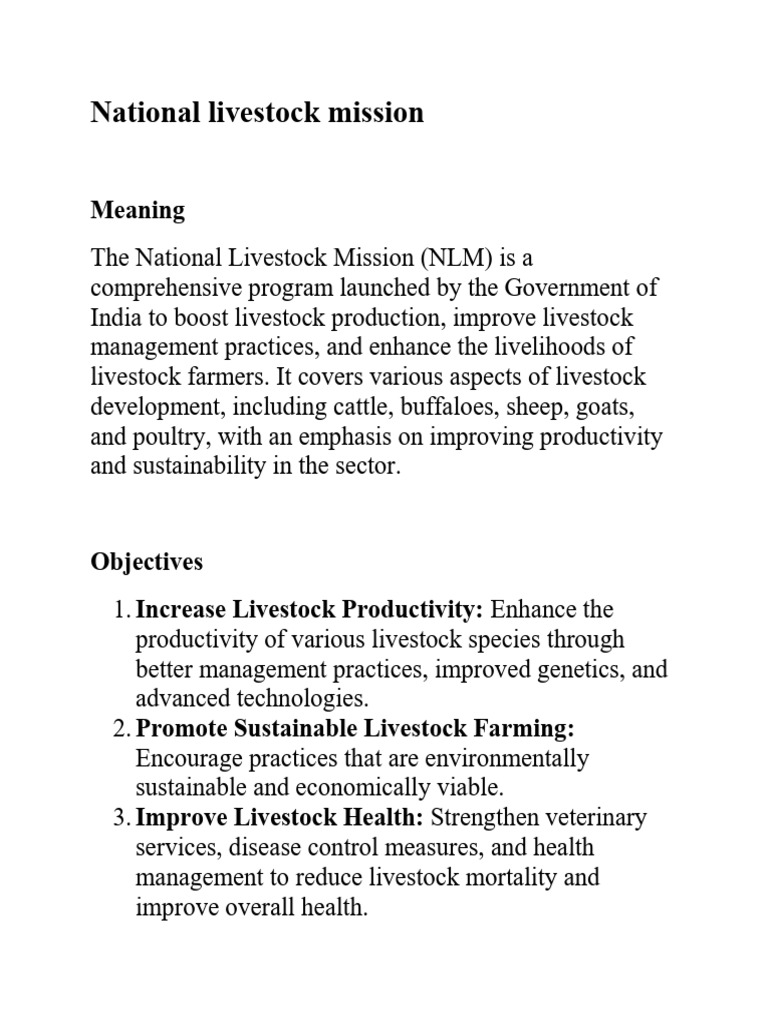 National Livestock Mission | PDF | Livestock | Agriculture