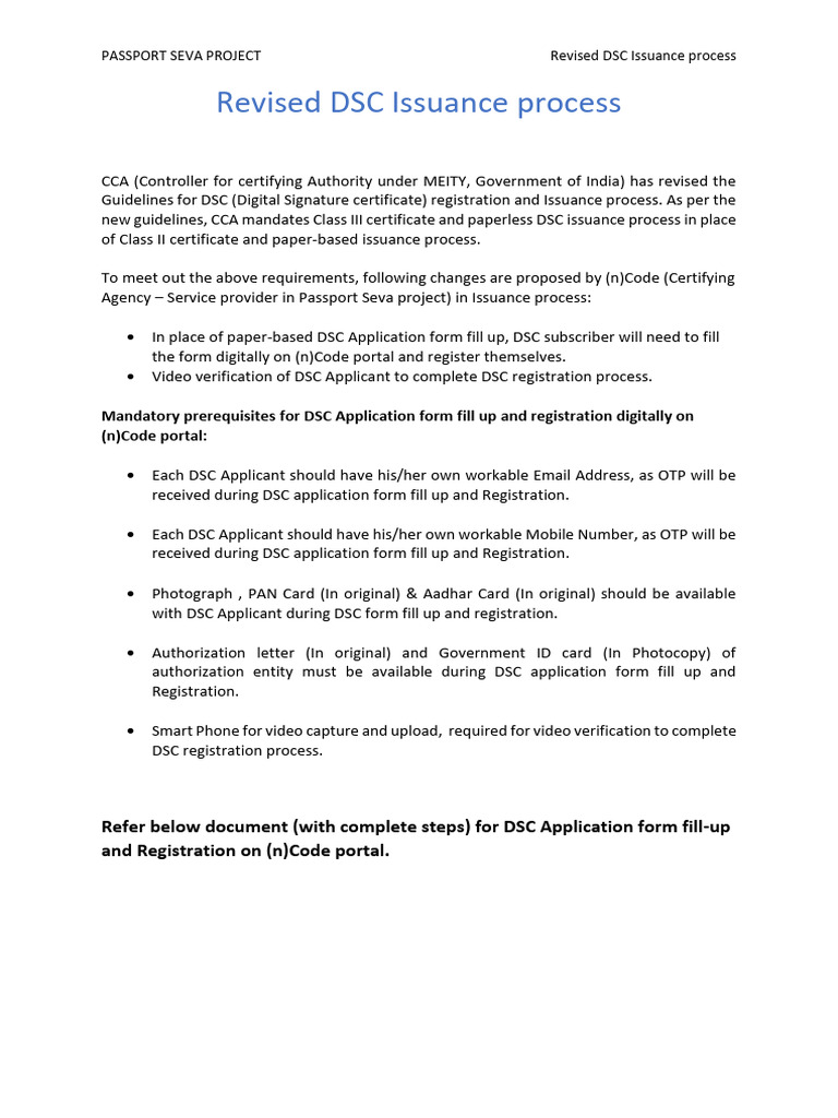 Revised DSC Issuance Process (Government Users) V1.0 | PDF | Access ...