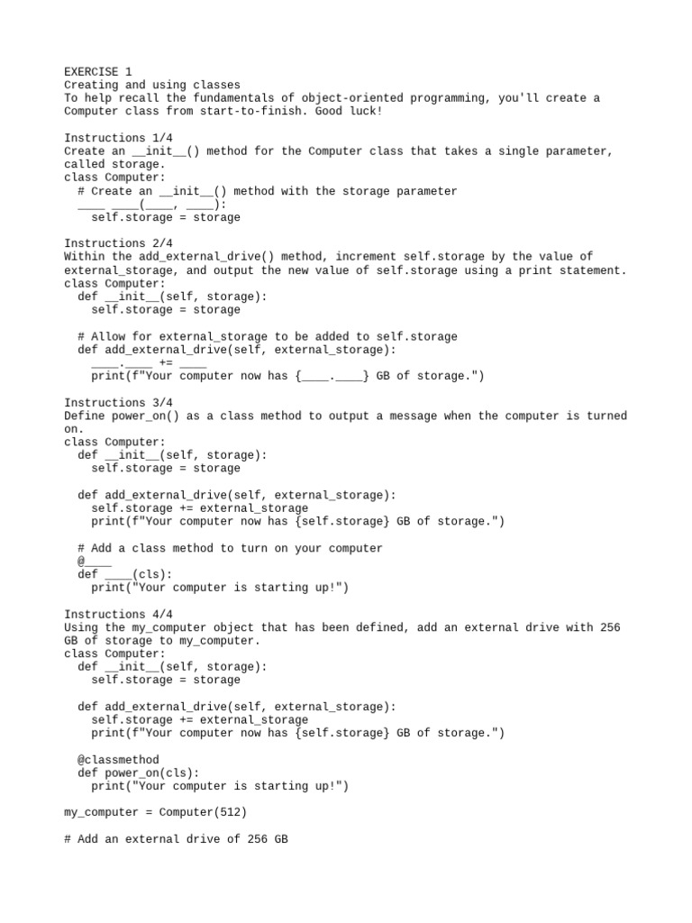 Python Class Creation and Inheritance | PDF | Parameter (Computer ...