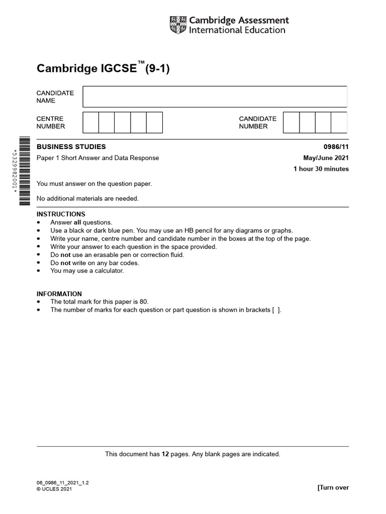 June 2021 Question Paper 11 | PDF | Economics | Business Economics