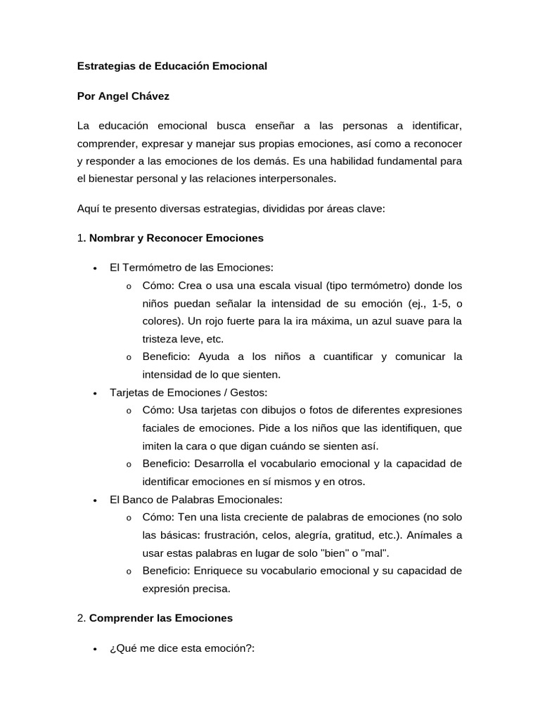 Estrategias Clave para la Educación Emocional | PDF | Las emociones ...
