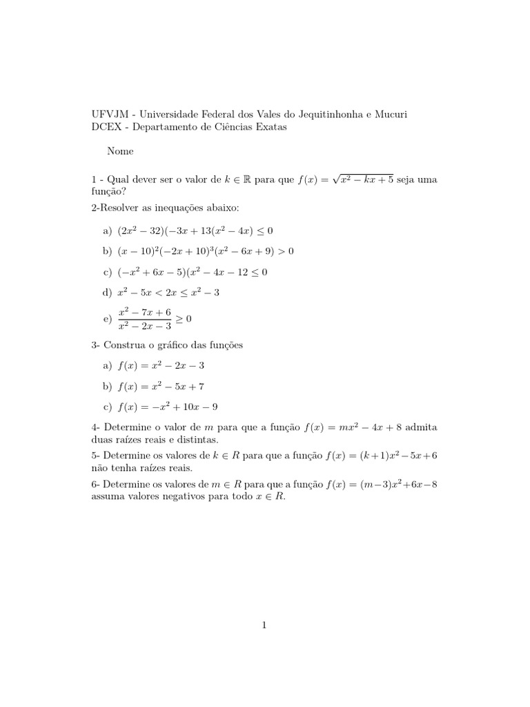 Lista de Exerc-Cios II | PDF