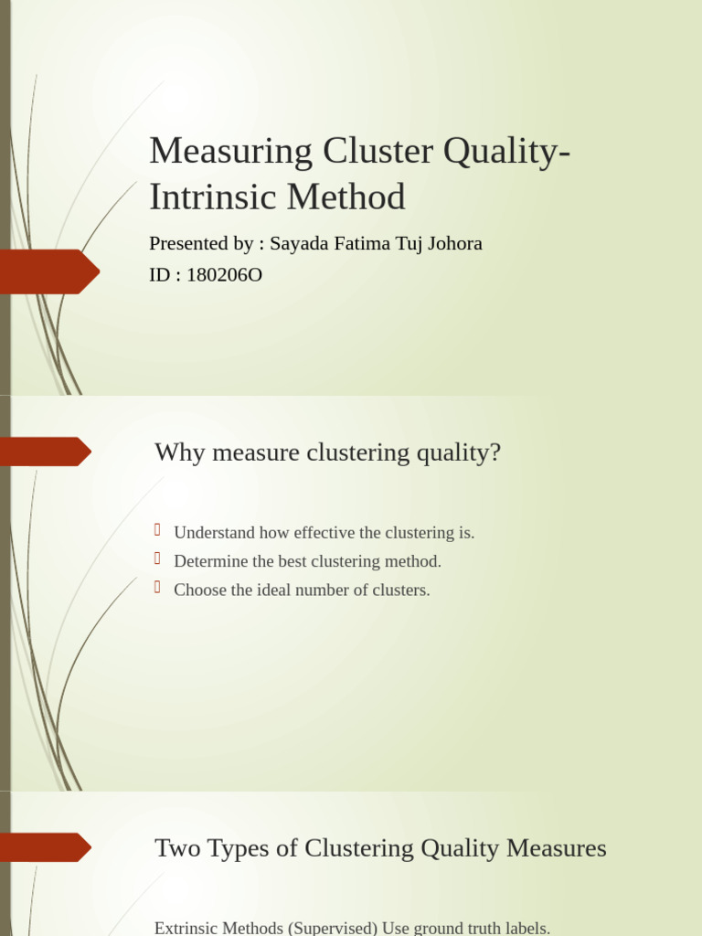 Measuring Cluster Quality - Intrinsic Method | PDF