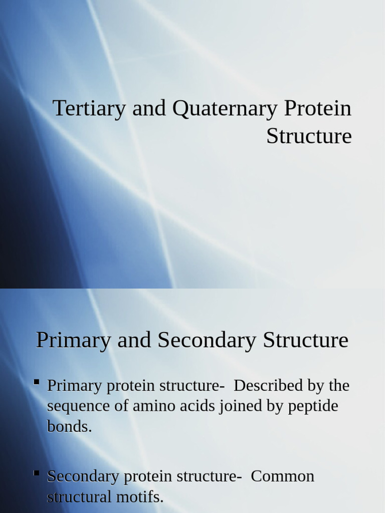 Tertiary and Quaternary Protein Structures | PDF