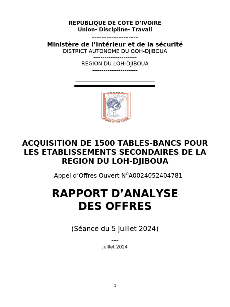 Rapport d'analyse des offres pour tables-bancs | PDF | Business ...