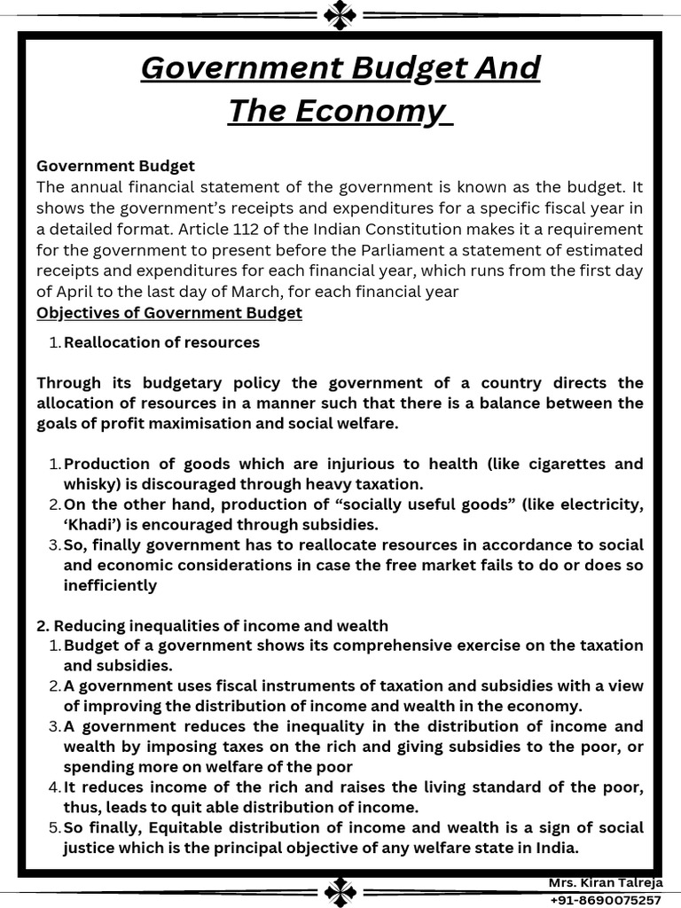 Government Budget: Resource Reallocation | PDF | Taxes | Government ...