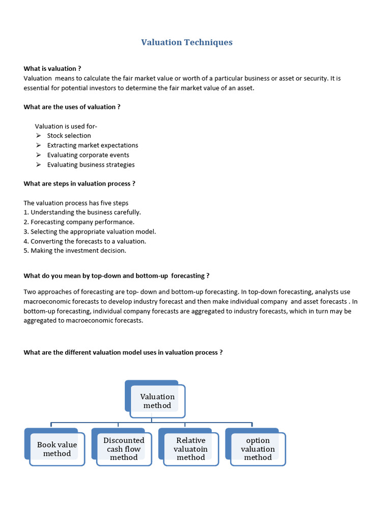 Valuation Techniques and Models Explained | PDF | Valuation (Finance ...