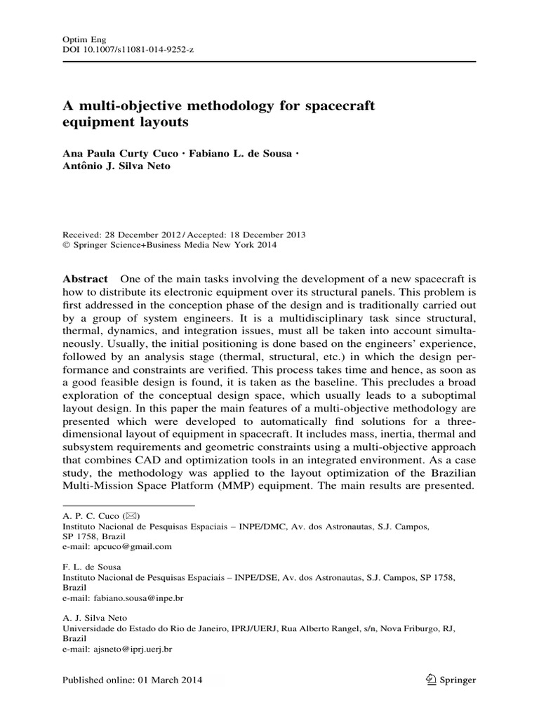 Multi-Objective Spacecraft Layout Optimization | PDF | Mathematical ...