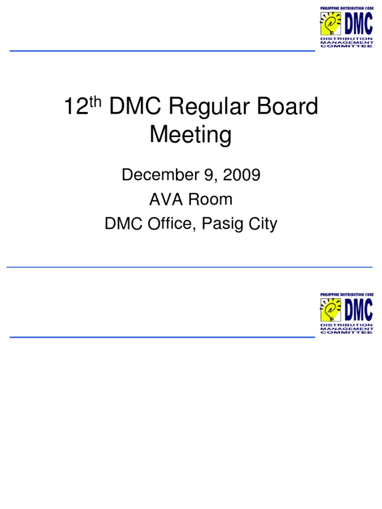 12th DMC Board Meeting Summary | PDF