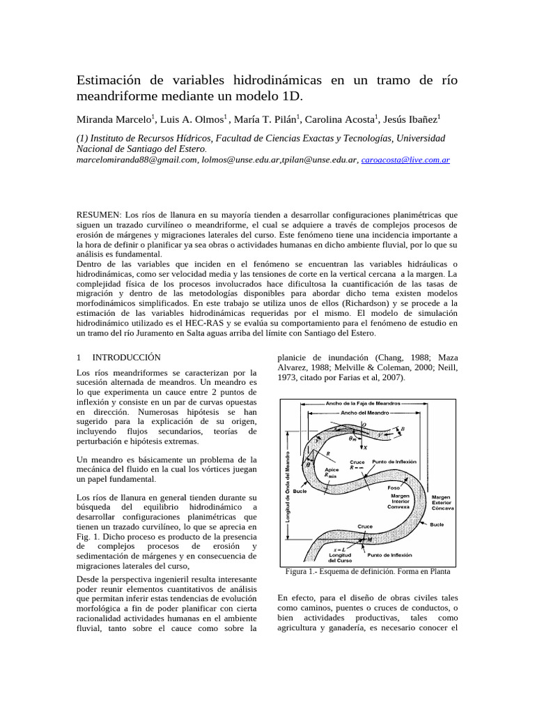 Variables hidrodinámicas en ríos meandriformes | PDF | Simulación | Río
