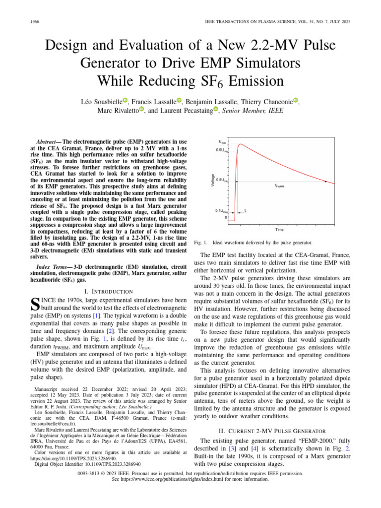 Design and Evaluation of A New 2.2-MV Pulse Generator To Drive EMP ...