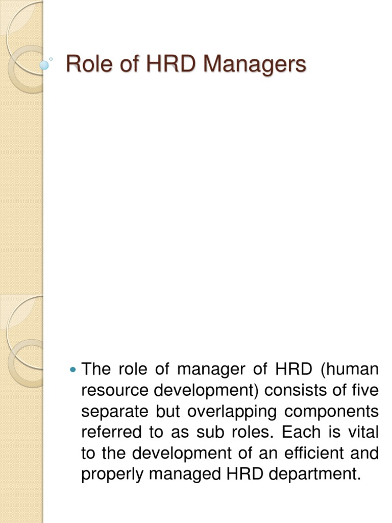 Role of HRD Manager | PDF | Strategic Management | Human Resource ...