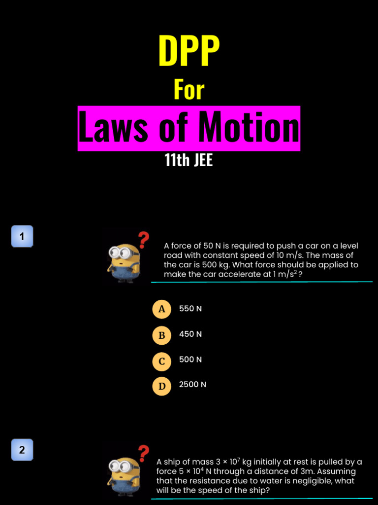 JEE Motion Laws Practice Questions | PDF | Force | Tension (Physics)