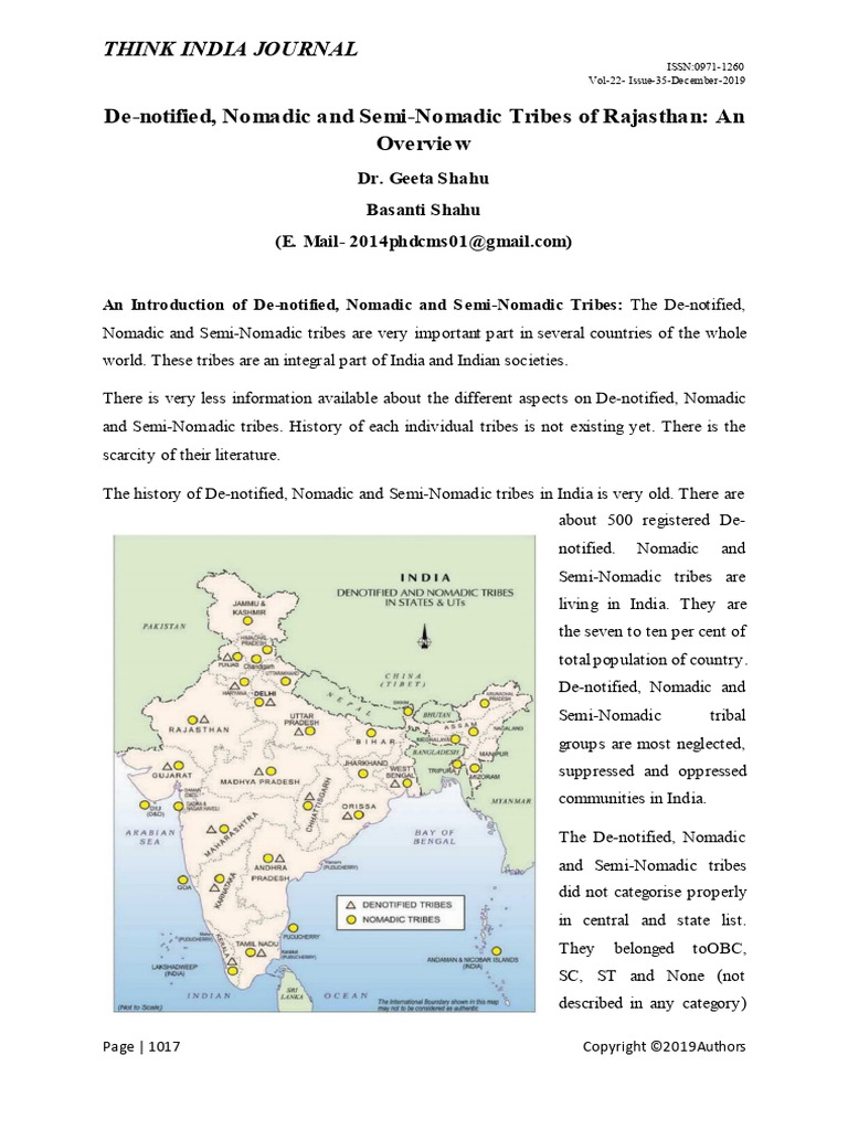 Nomadic and Semi-Nomadic Tribes in Rajasthan | PDF | Poverty | Poverty ...