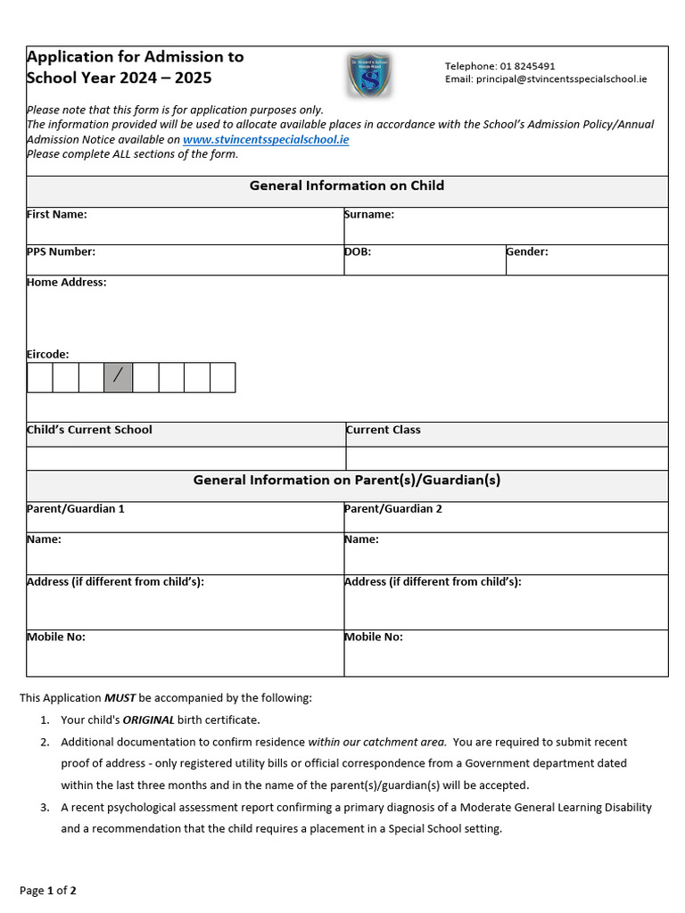UCL Academy Admission Application 2024-2025 | PDF