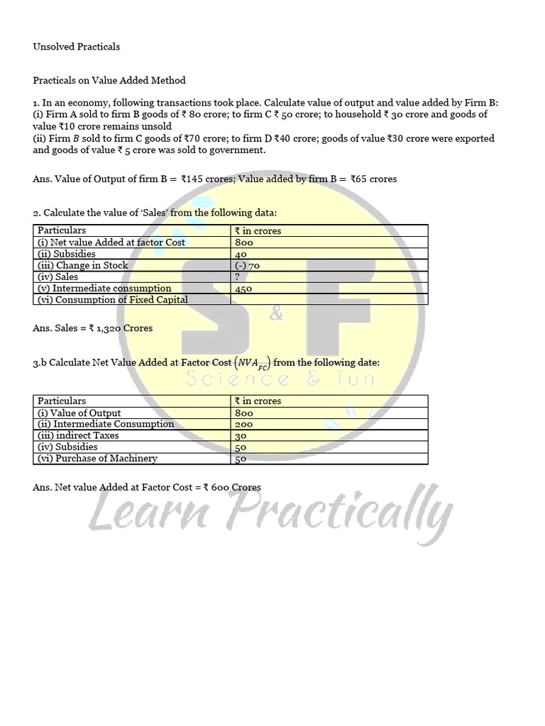 Value Added Calculations in Economics | PDF | Consumption Of Fixed ...