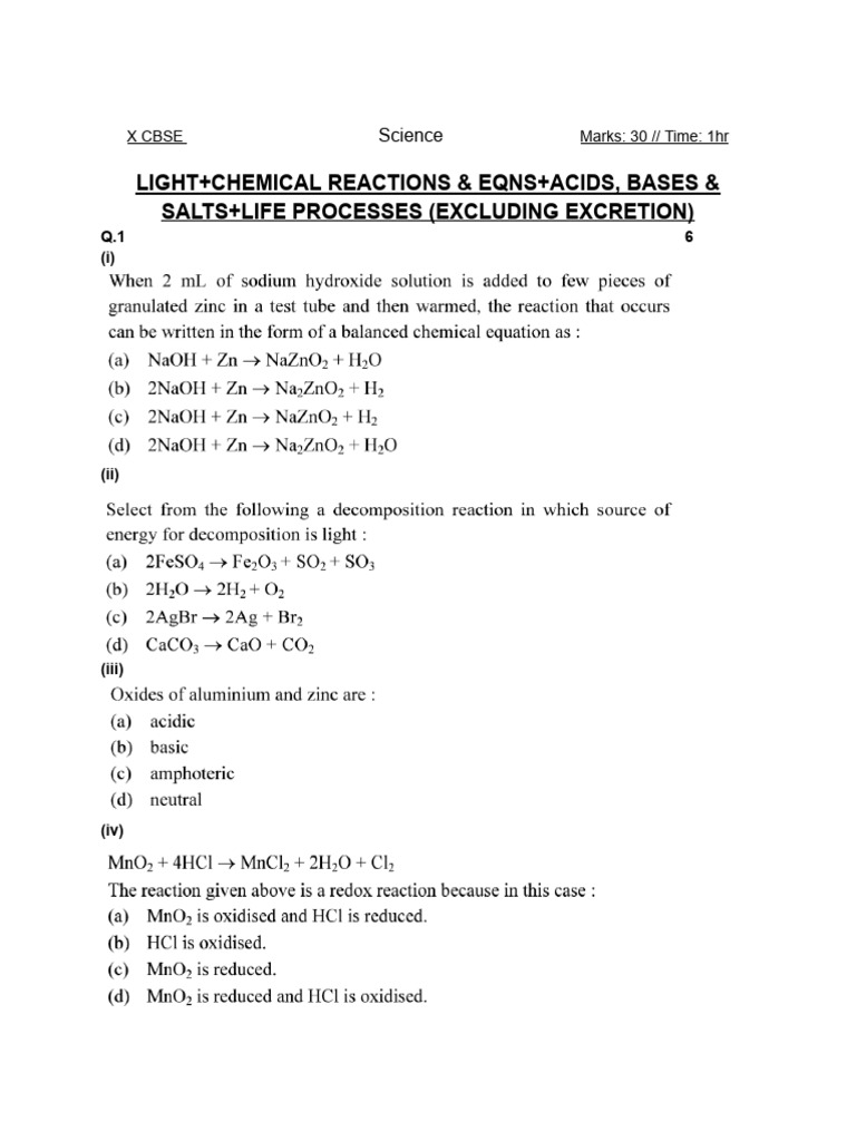 X CBSE-S-Light-Chemical Reactions-Acdis Bases and Salts-Life Processes ...