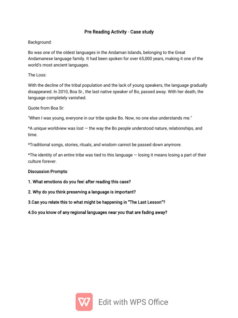 The Vanishing Bo Language Case Study | PDF