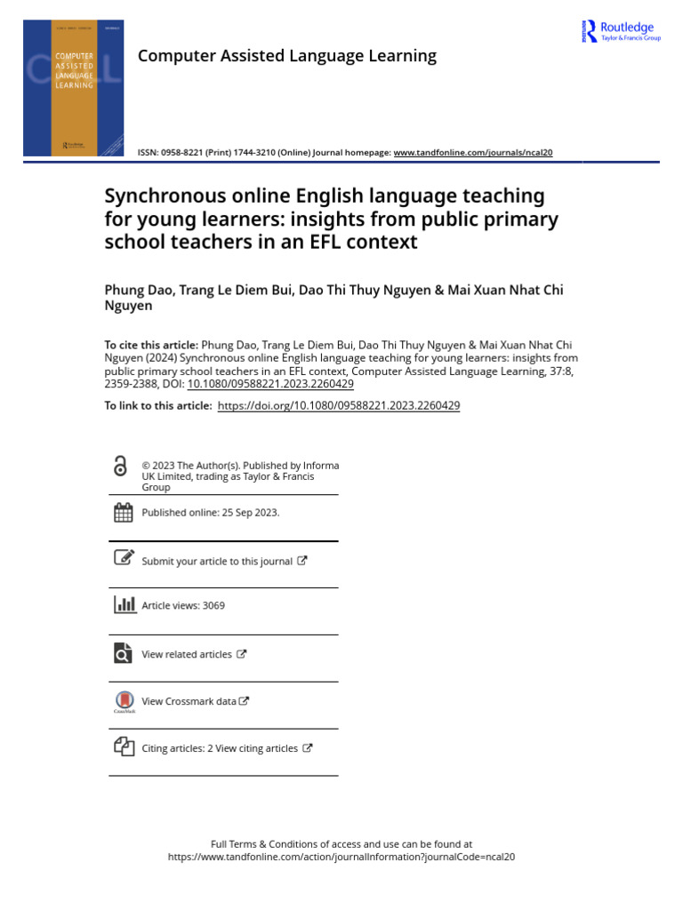 Synchronous Online English Language Teaching For Young Learners ...