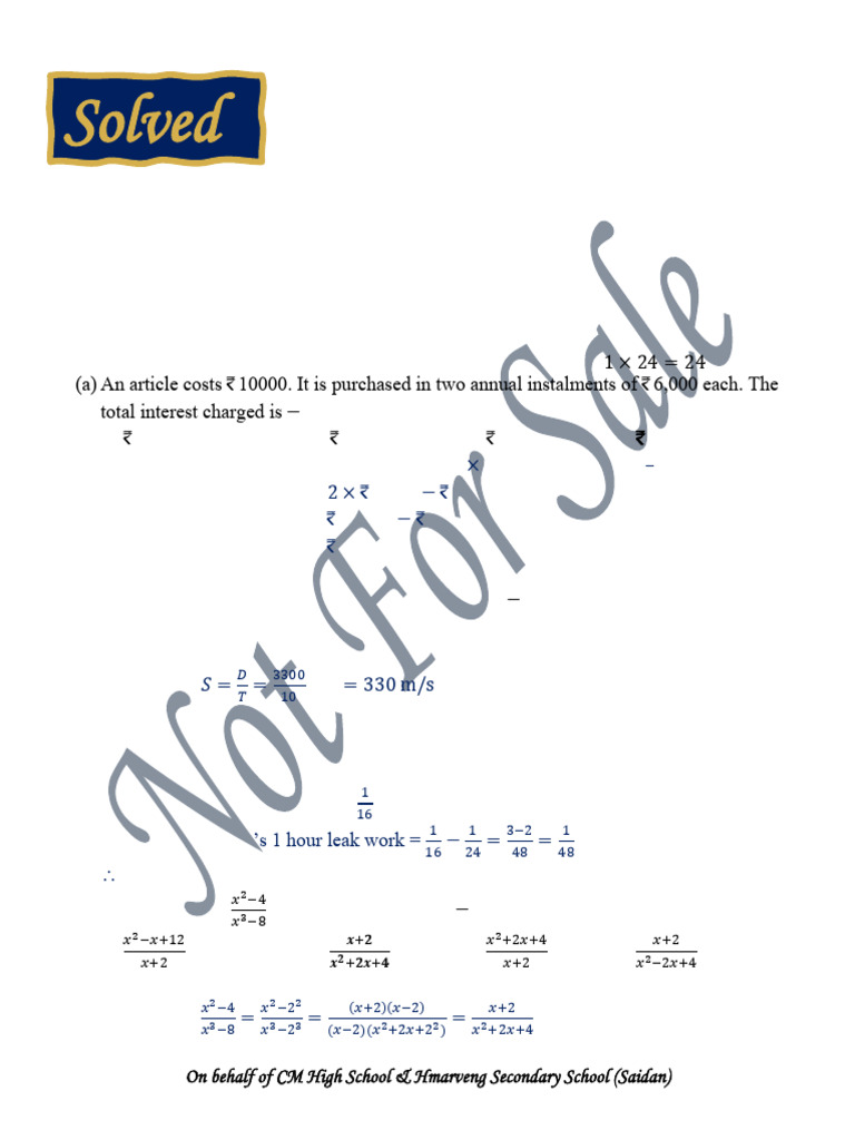 CM High School Mathematics Sample Paper | PDF | Elementary Geometry ...