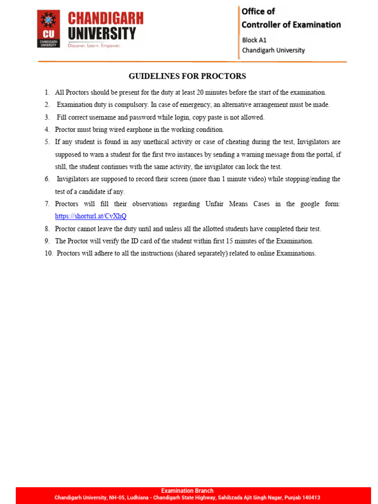 Proctor Guidelines for Online Exams | PDF