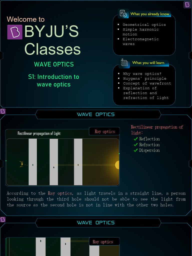 Wave Optics. Byju's | PDF | Optics | Waves