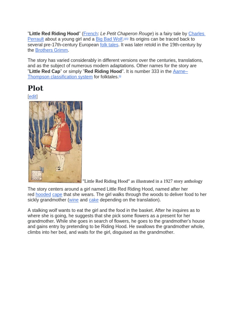 Little Red Riding Hood | PDF | Little Red Riding Hood | Fantasy Creatures