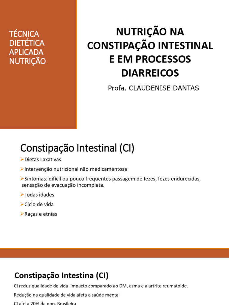 Aula 9 - Constipação e Diarreia | PDF | Fibra alimentar | Dieta e Nutrição