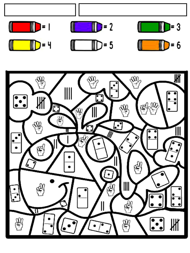 Coloriages Codé Baleine Et Fleurs 1 À 6 MS | PDF
