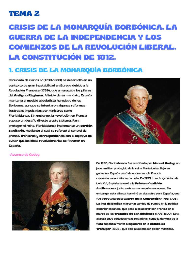 Crisis Borbónica y Guerra de Independencia | PDF | Guerra peninsular