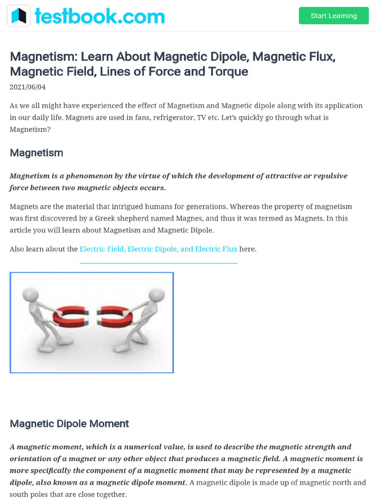 Physics Magnetism and Magnetic Dipole | PDF