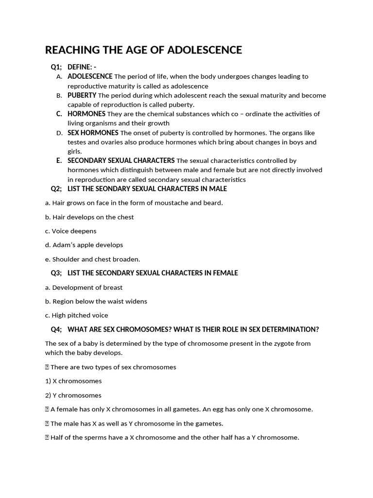Reaching The Age of Adolescence | PDF | Menstrual Cycle | Puberty