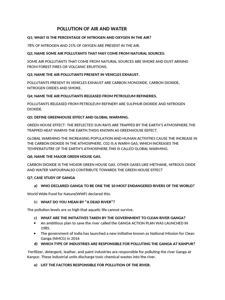 Pollution of Air and Water | PDF | Atmosphere Of Earth | Greenhouse Gas