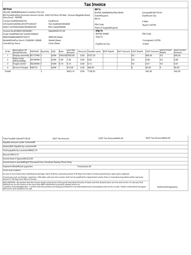 Work Order Invoice 202519 | PDF | Invoice | Taxes