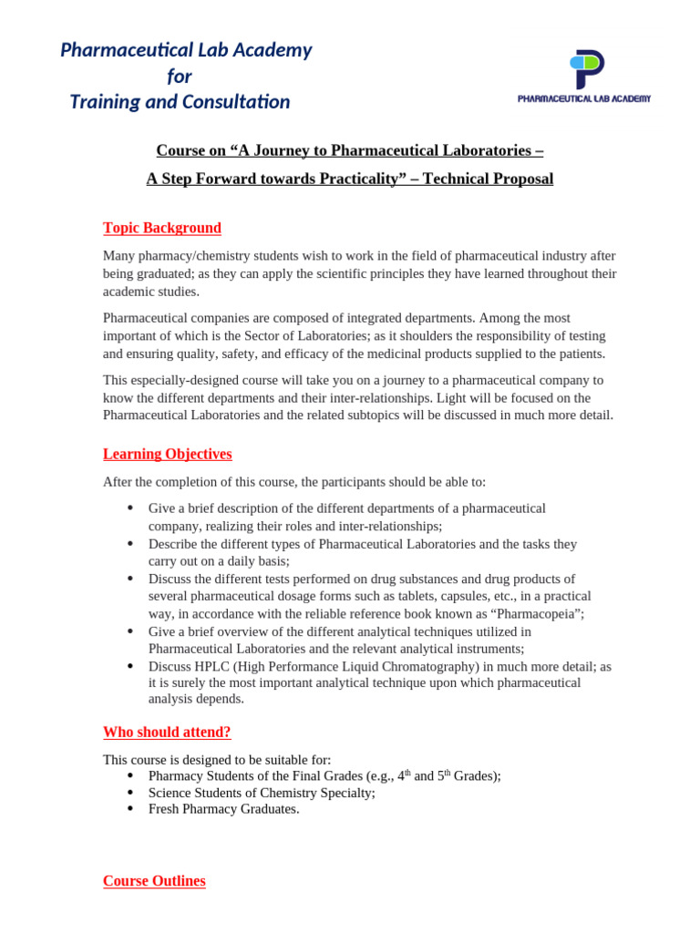 Pharmaceutical Lab Training Course | PDF | High Performance Liquid ...