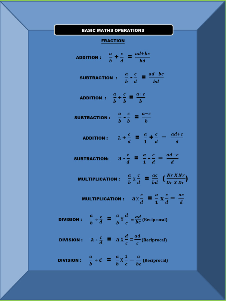 Basic Math Operations: Fractions Guide | PDF | Mathematical Notation ...
