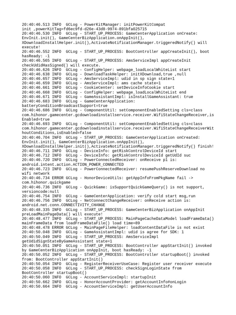 GameCenter Application Startup Log | PDF | Computing | Data Management