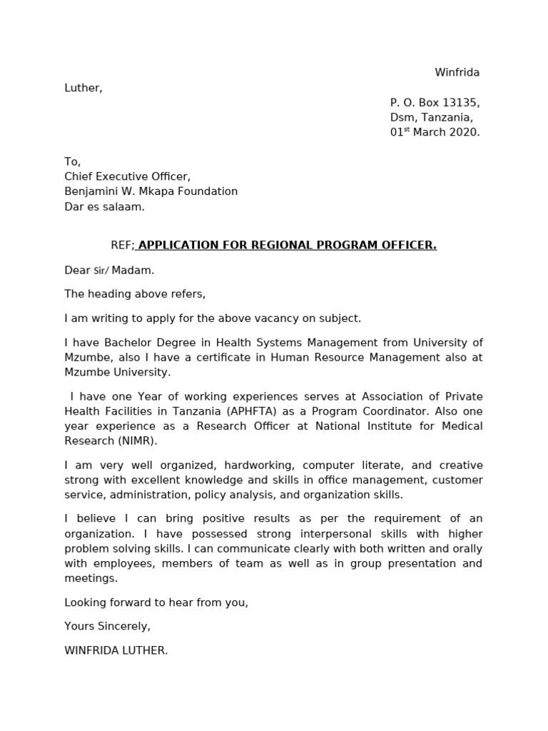 Application for Regional Program Officer | PDF