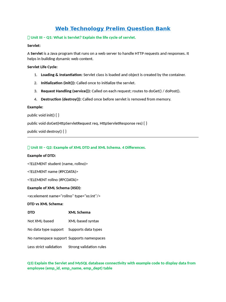 Web Technology Question Bank Overview | PDF | Soap | Xml