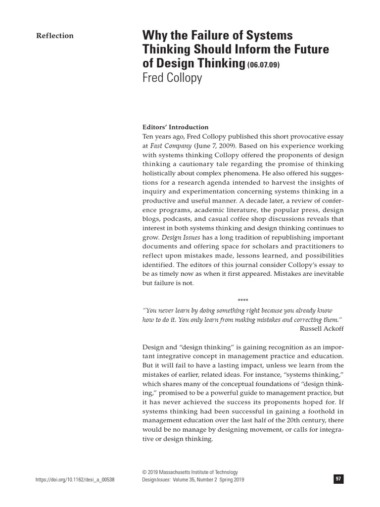 Systems Thinking's Lessons for Design | PDF | Thought | Design Thinking