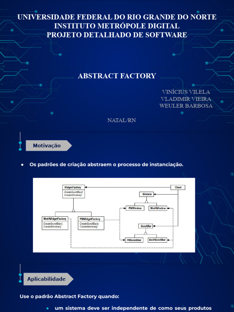 Padrões de Design: Abstract Factory e Mediator | PDF | Programação de ...