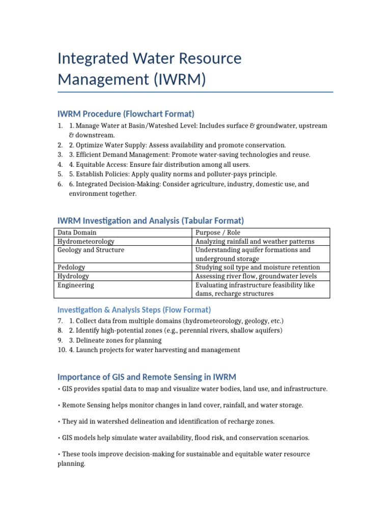 Integrated Water Resource Management Guide | PDF