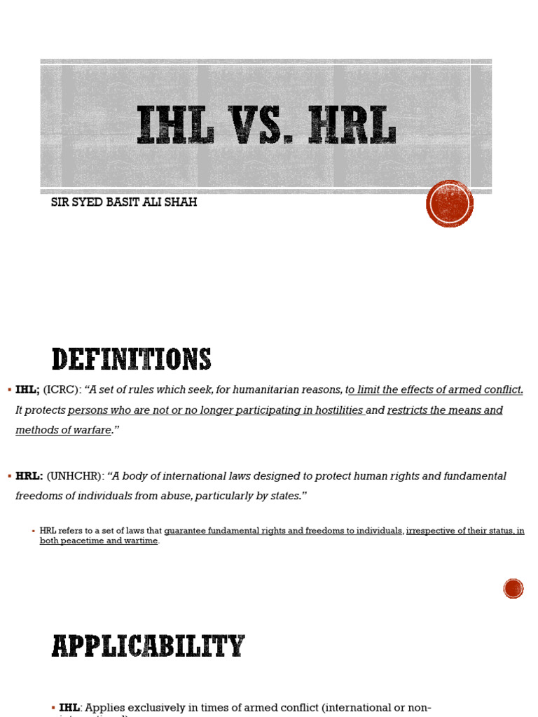 IHL Vs HRL - 250515 - 071443 | PDF | International Humanitarian Law ...